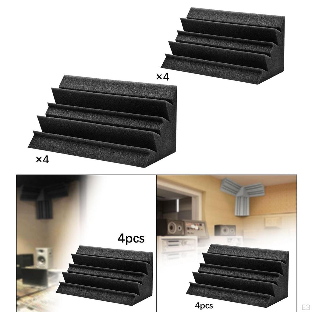 4 Pieces Acoustic Foam Corner Wall Panels Bass Blocks Soundproof for Music Room