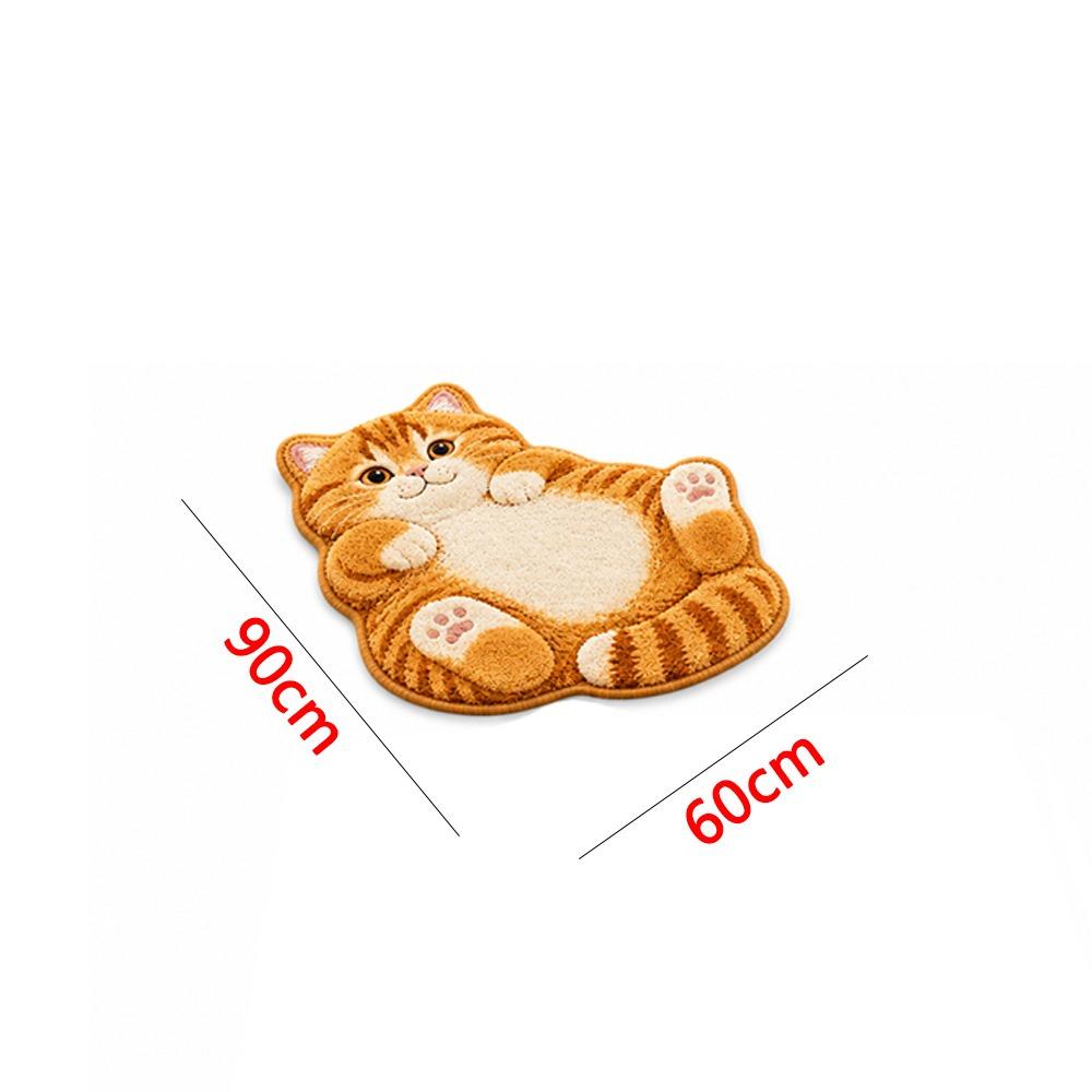 Cat-Shaped Cartoon Cat Rug Non-Slip Backing Entrance Door Mat Cute Bedside Rug Living Room Decor
