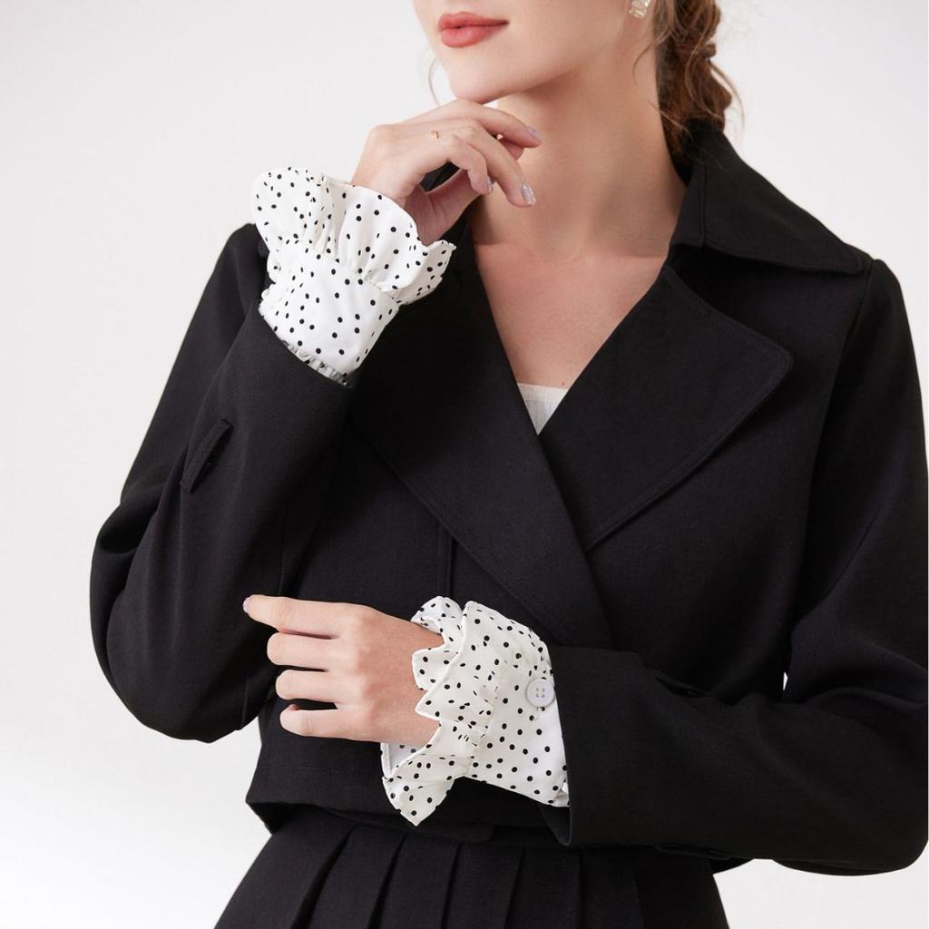 Women 1 Pair Ruffles Solid Wrist Cuffs Removable Lace Detachable Shirt Sleeve Cuffs for Winter Autumn Sweater False Sleeved