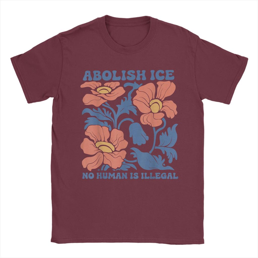 Abolish Ice No Human is Illegal Cotton TShirt For Adult Summer Retro TShirts ONeck Hipster Tee Shirt Oversize Casual Clothes