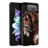 Running Horse Animal Phone Case For Samsung Galaxy Z Flip3 Flip4 Flip5 Shell For Z Flip 3 Flip 5 4 5G Black Hard Folding Cover