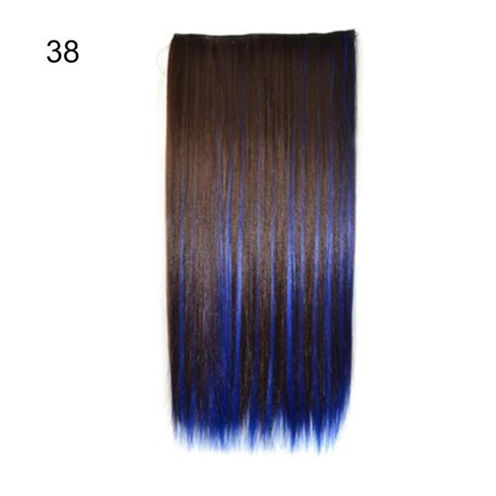 Colorful Straight Hair Extensions Rainbow Multi-Color Clip In Synthetic Long Hairpiece Party Highlights Clip In Hair Extensions