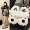 Cute Cartoon Puppy Cotton Slippers Women's 2025 Winter New Plush Warm Thick Bottom Heightening Bag Head Fluffy Slippers