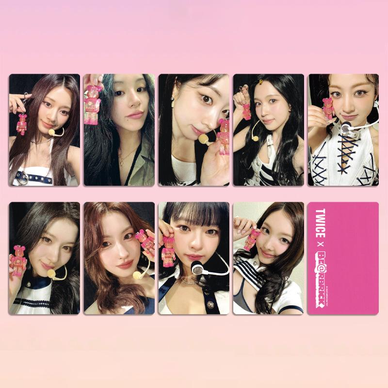 Twice X BE@RBRICK Набор из 9 фотокарточек 2025 K-pop Коллекционные Lomo карточки Розовый Bearbrick Фотокарточки Участника Айдола Фан-мерч
