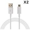 USB Cable - Phonillico® - Set of 2 - Compatible Huawei Y5-Y6-Y7 - 1 Meter - White