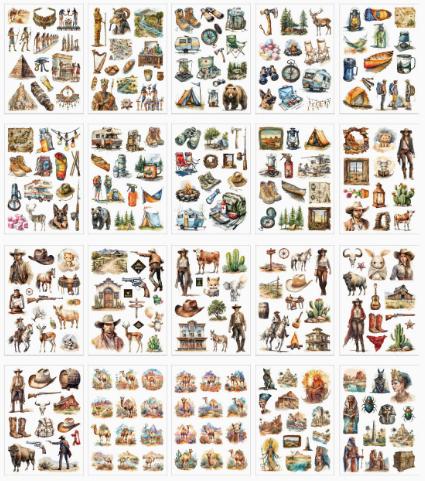 20 Sheets DIY Vinyl Sticker Pack Self-Adhesive Die-Cut Holiday Decoration Scrapbooking