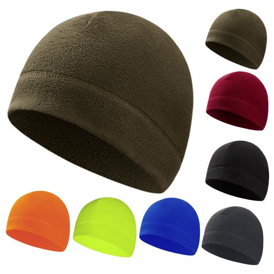 Autumn Winter Fleece Skull Cap Men Women Elastic Thermal Hat Cold Weather Outdoor Cycling Skiing Running Climbing Unisex Warm Windproof Hat