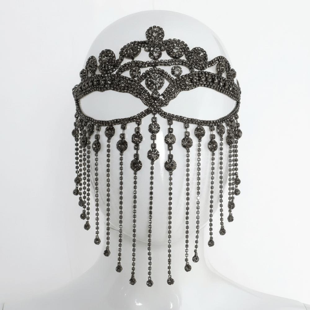 Luxury Face Chain Retro Veil Mask Bohemian Style Rhinestone Mask for Women