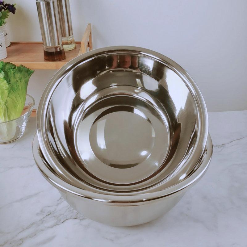 Круглая утолщенная кухонная миска из нержавеющей стали для приготовления и выпечки, миска для мытья фруктов и овощей