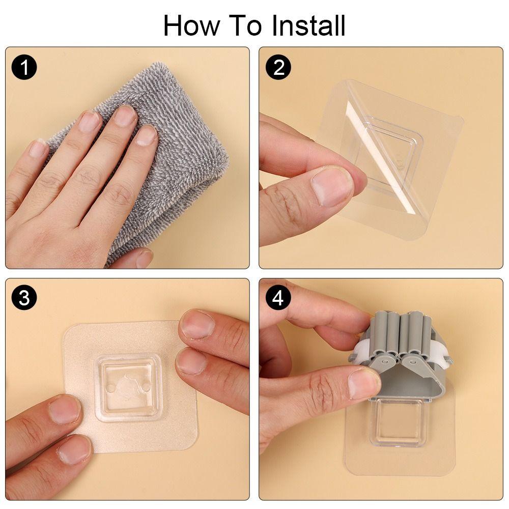 Home Self Adhesive Palm Shape Organizer Mop Holder Wall Mounted Hooks Broom Hanger Mop Clip