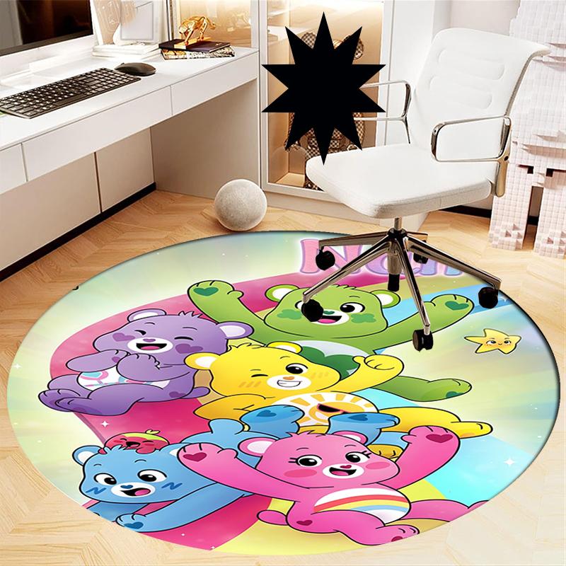 Custom Name Bear Printed Round Rug Carpet Chair Rug Area Rug Entryway Doormats,for Office Chair Living Room Bedroom Kitchen Room.