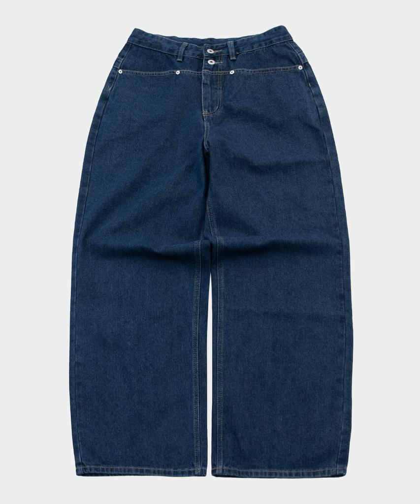 SOMEPLACE MAN Джинсы Широкие с Карманным Деталем и Блоками Цвета с Узором Пейсли [Средне-синий]