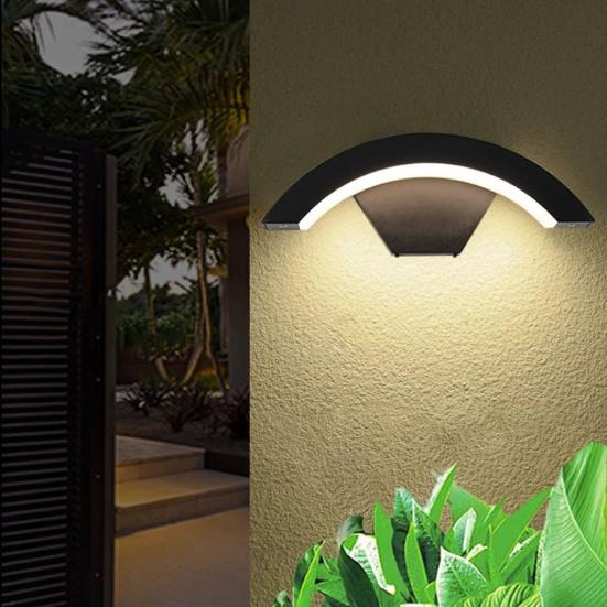 Moon-Shaped Wall Light with Motion Sensor 18W 2160LM Waterproof LED Porch Lamp for Garden Patio Garage Modern Exterior Lighting for House