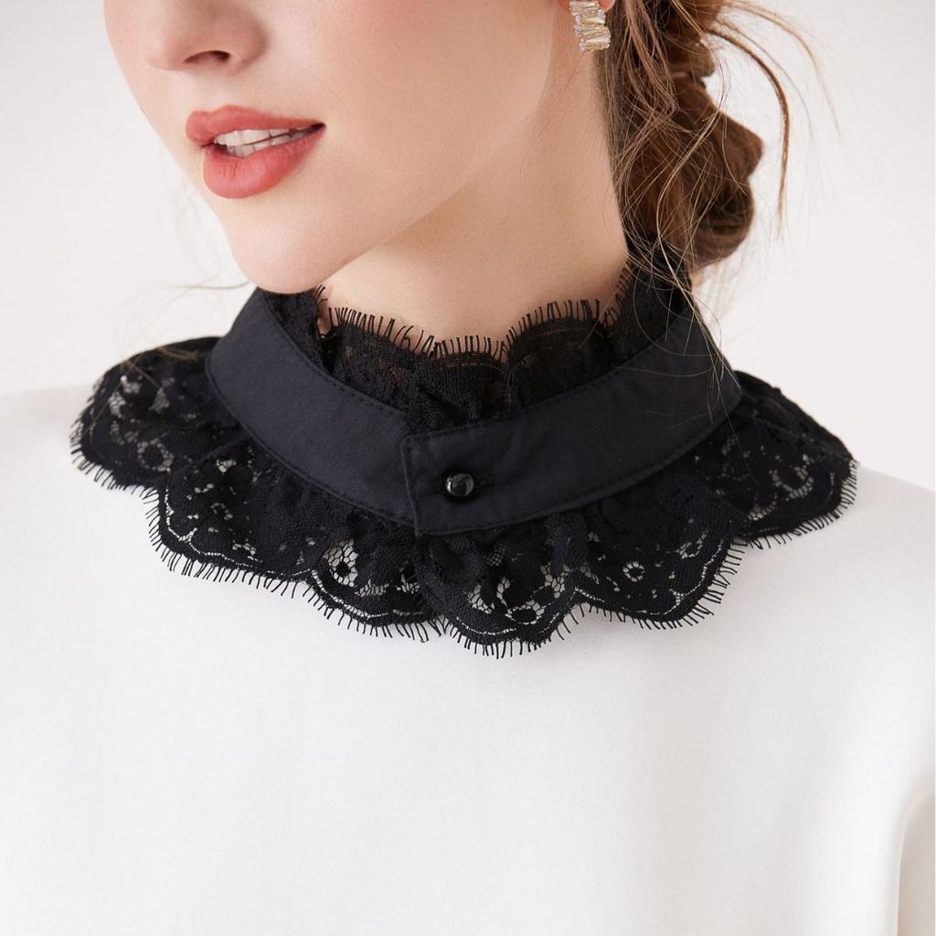Fashion Lace Floral Embroidery Fake Collar for Women's Suit Removable Detachable Collar Decorative Collar Clothes Accessories