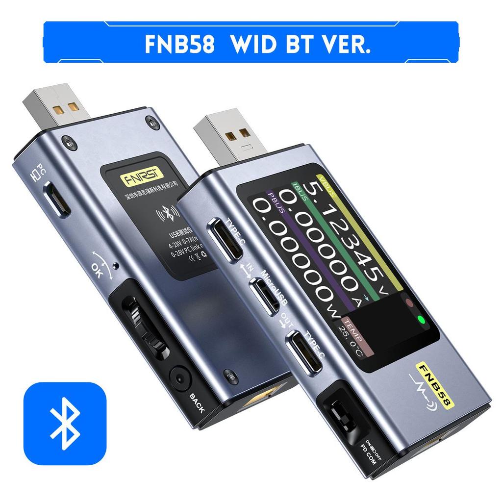 FNIRSI FNB58 Digital Voltmeter Ammeter USB Tester TYPE-C Fast Charge Detection Trigger Capacity Measurement Ripple Measurement