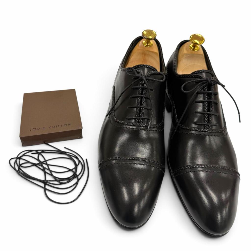 Pristine LOUIS VUITTON Leather shoes Straight tip, lace-up, inner wing black 7 Used