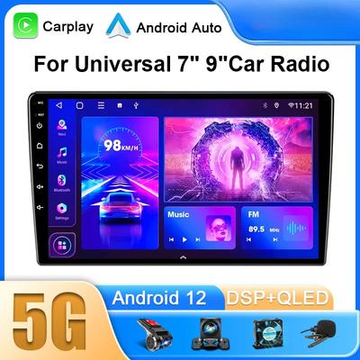 Автомобильный радиоприемник 2 Din Android 12 Auto Carplay Универсальный 7" 9" мультимедийный проигрыватель для Nissan Honda Toyota Lada Volkswagen Hyundai