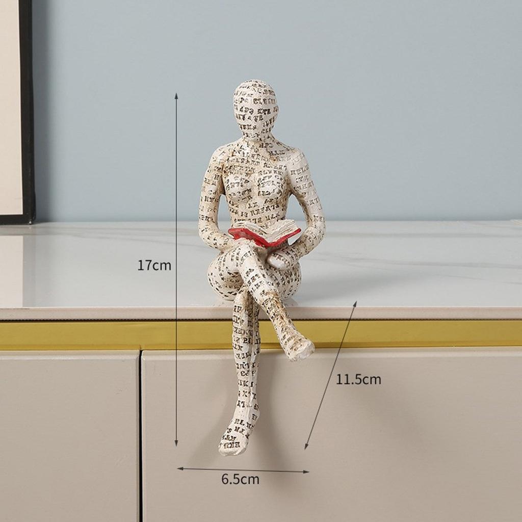 Resin Reading Woman Figurine Bookshelf Decoration Ornament for Home Decoration Living Room