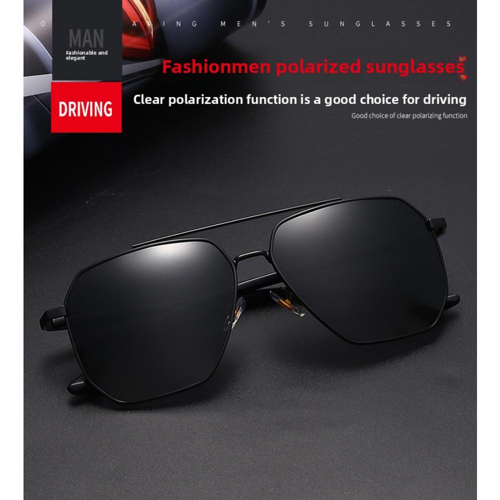 Polarized Sunglasses Men's High-end UV Protection Driving Yellow Lenses Sunglasses Anti-glare Square Fishing Glasses
