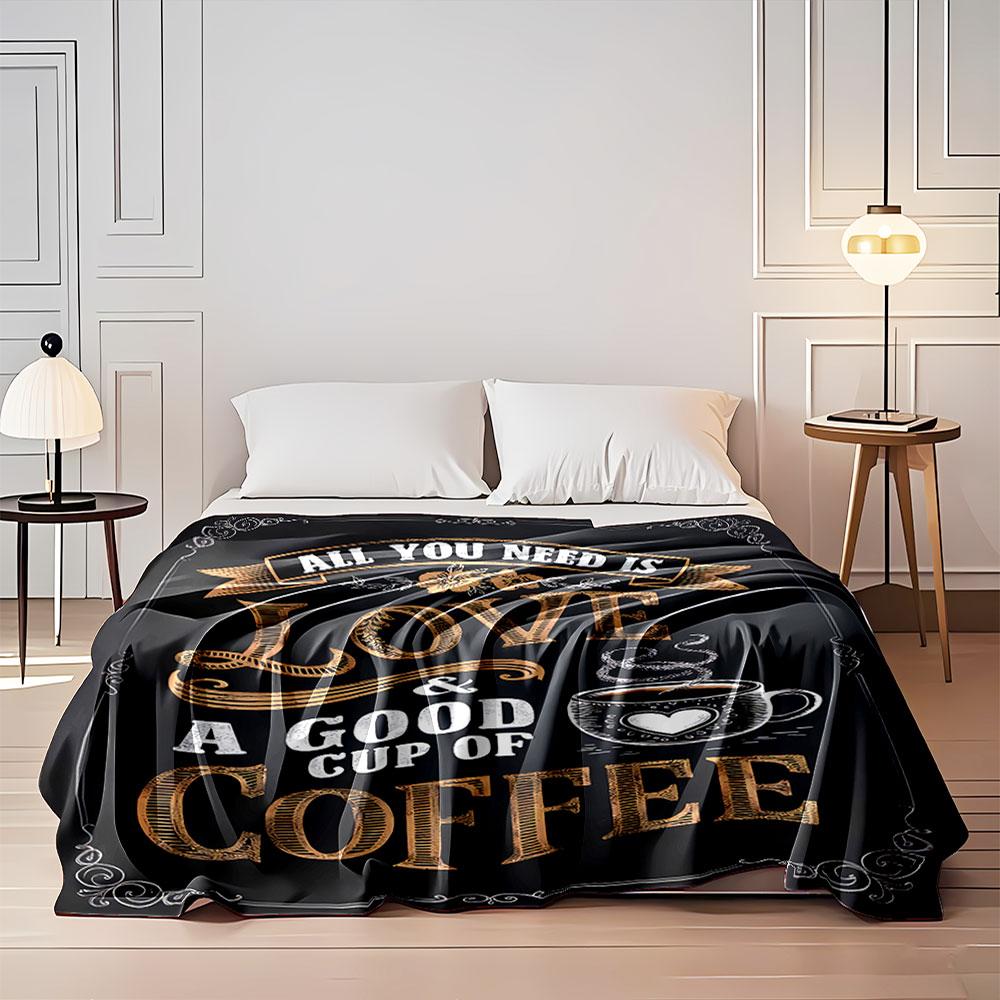 Love & Coffee Blanket Design for all seasons blanket lunch break throw gift
