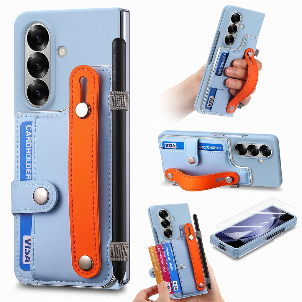 Кросс-бордерный чехол-кошелек на запястье для Samsung Z Fold7 - Корпус из ПК с ощущением кожи со встроенной пленкой для Z Fold6