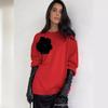 2026 New Women's Crewneck Sweater Cardigan Camellia Decor Soft Knit Top Solid Casual Pullover White