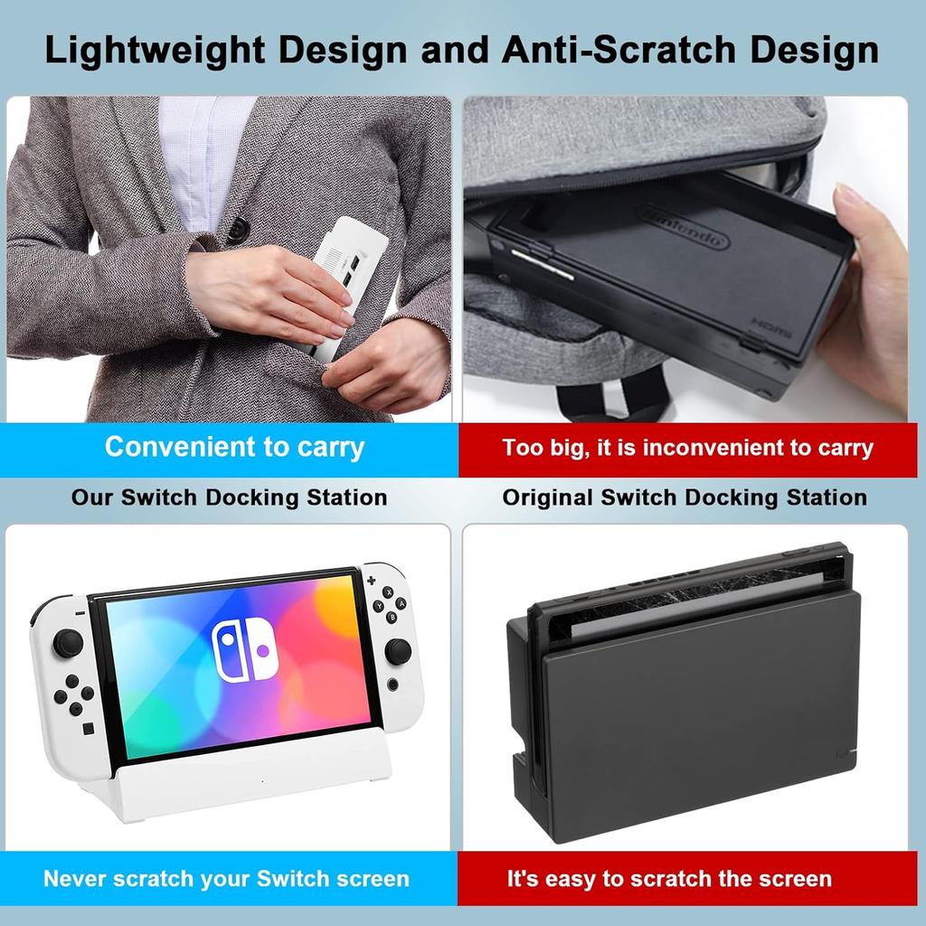 TV Docking Station for Switch and Switch OLED,Switch Docking Station with 4K/1080P HDMI Adapter and USB 3.0 Port,Replacement for Official Switch