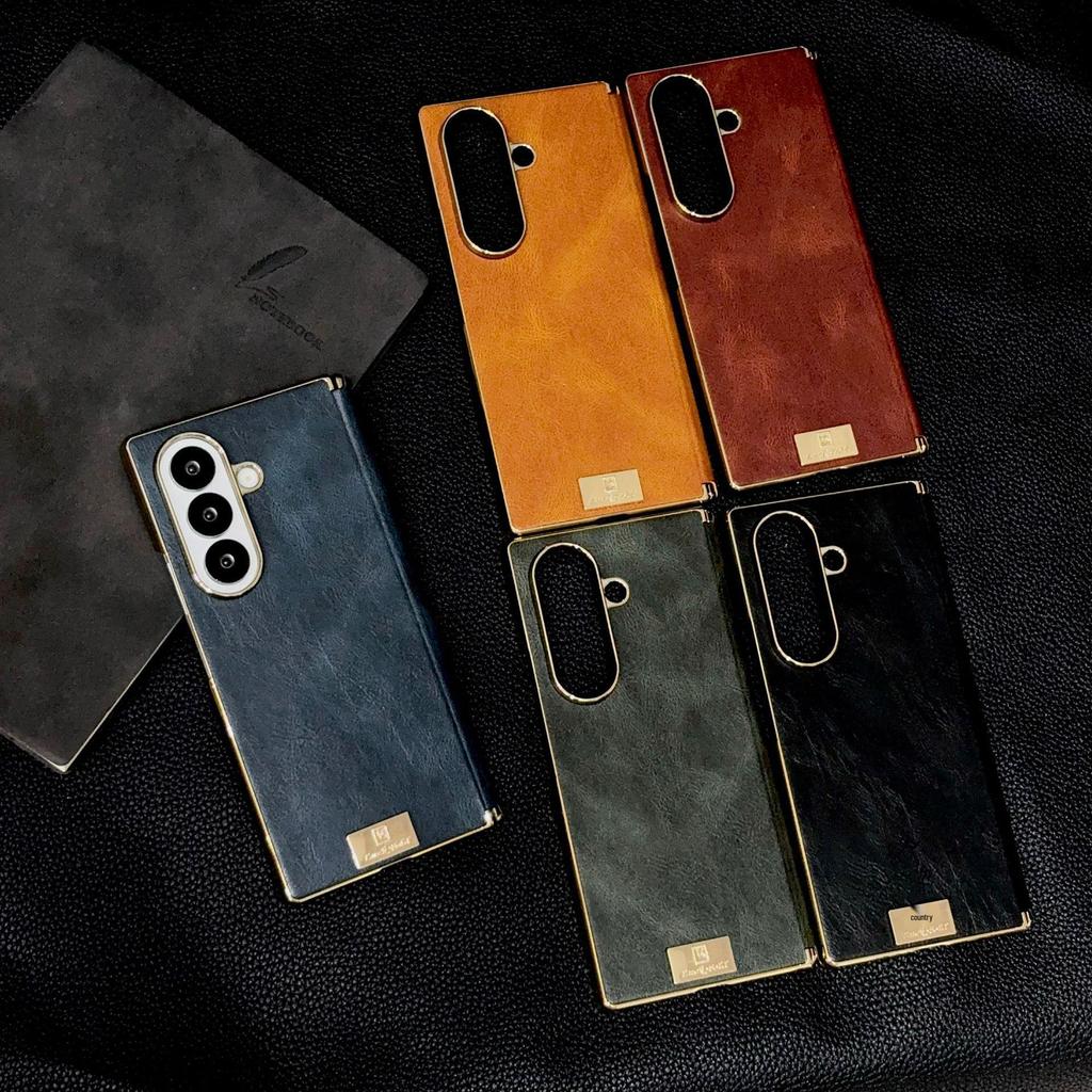 Защитный чехол из кожи для Samsung Z Fold7/6/5, противоударный, с шарниром для складного экрана.