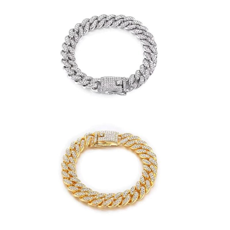 1-4pcs Gold Dog Chain Diamond Dog Collar Walking Metal Secure Buckle Pet Collar Jewelry Accessories for Small Medium Large Cat