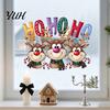 Christmas Scene Settings Static Cling Window Stickers, Cartoon Reindeer HOHOHO Art Glass Decals, Reusable Film Festive Holiday Decor for Home Windows