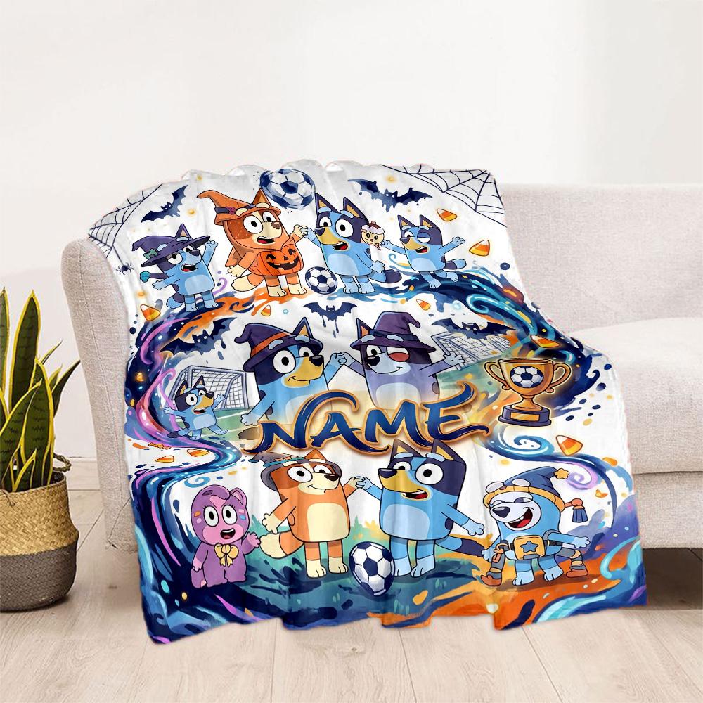 Halloween Soccer Fun Personalized Name Blanket Throw Personalized Blanket Soft Warm Cozy for Seaside Office Bedding Couch Four Seasons Universal