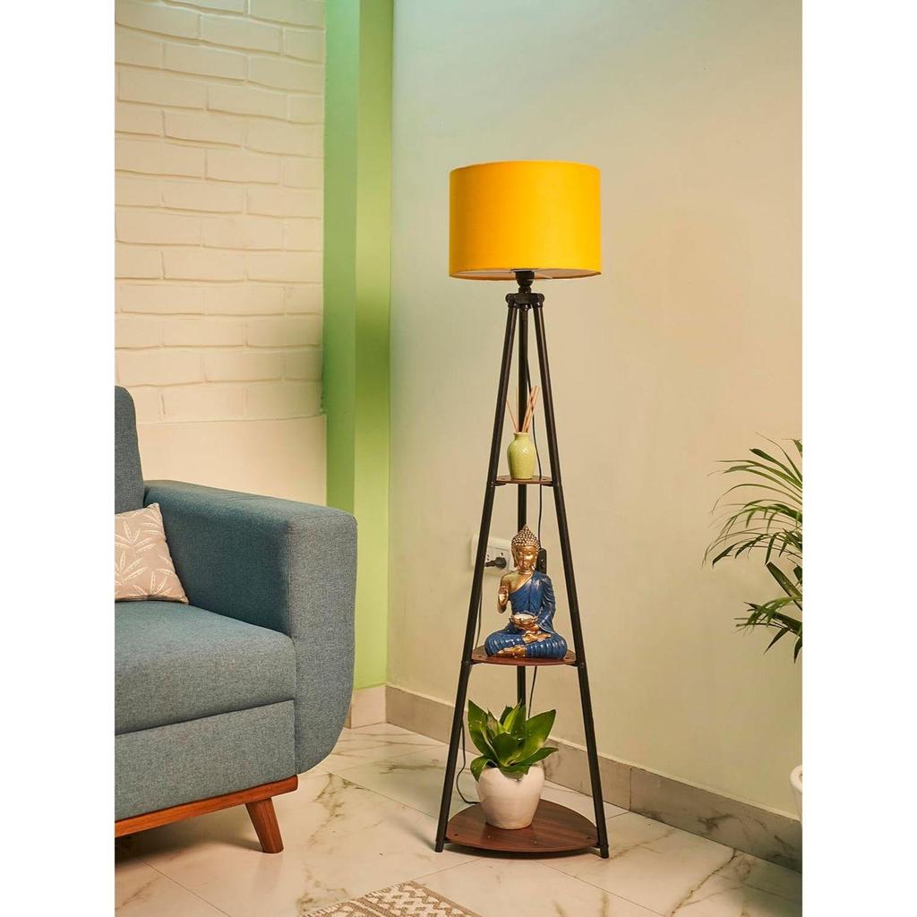 Metal Floor Lamp with 3 Shelves (Fresh Yellow)