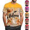 Men's Halloween Printed Round Neck Raglan Short Sleeve Top T-Shirt
