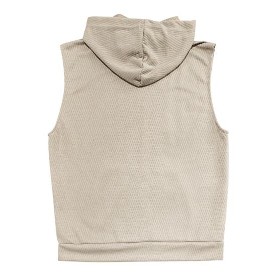 Мужские повседневные топы, спортивный стиль, жаккардовый вязаный жилет с капюшоном и передним карманом, однотонная футболка без рукавов, одежда для фитнеса