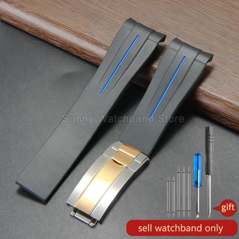 Силиконовый аксессуар для часов 20 мм Черный Стиль для Rolex Daytona Черный Зеленый Submariner Yacht-Master Водонепроницаемый Дышащий Ремешок для часов