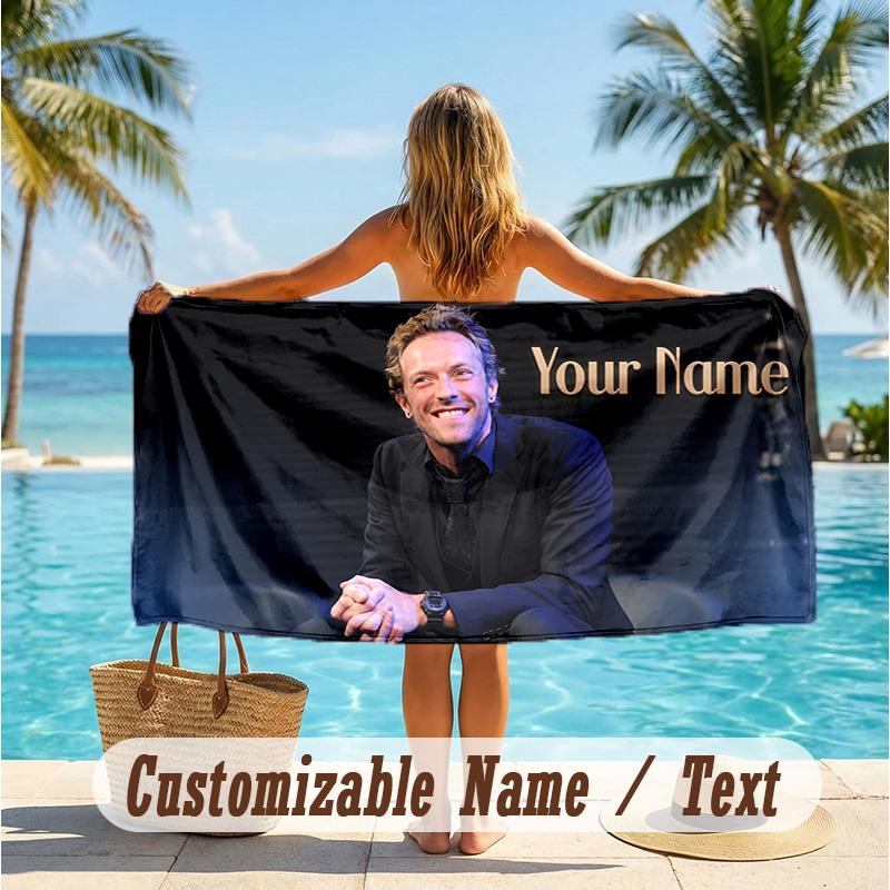 Custom Text Beach Towel, Soft Absorbent Swimming Multi-use TowelColdplay