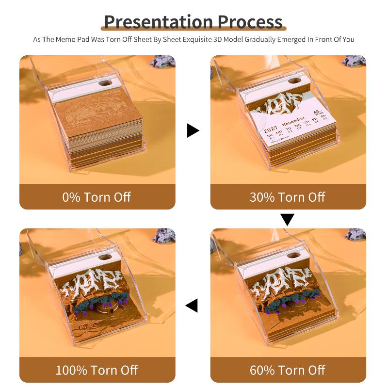 2027 Desk Calendar with LED Light 3D Design Tear-away Pages for Office Use