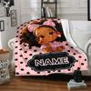 Happy Girl Bow Multi-purpose Customizable Blanket Personalized Text Durable Comfort Versatile for Sofa Couch Office Bed Picnics