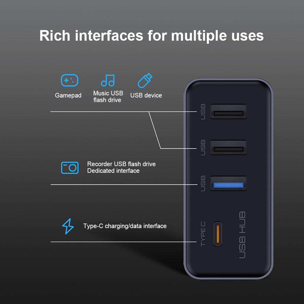 4-портовый USB-хаб-док-станция в бардачок, USB-адаптер для Tesla Model 3 Model Y, Автоаксессуары