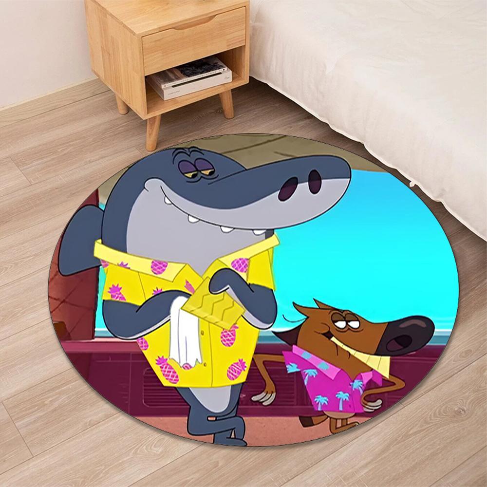 Zig & Sharko Printed Round Rug Carpet Chair Rug Area Rug Entryway Doormats,for Office Chair Living Room Bedroom Kitchen Room.