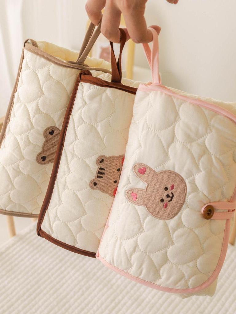 Корейский стеганый дышащий хлопок с вышивкой для новорожденных, водонепроницаемая пеленка и сумка