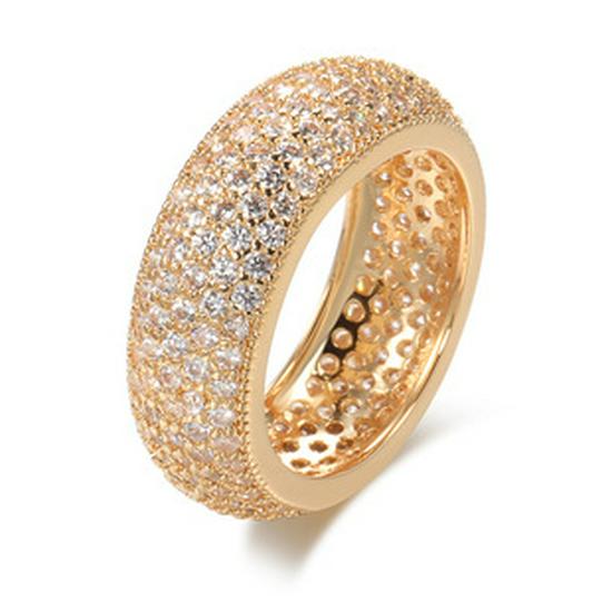 Корейское трендовое кольцо из розового золота с цирконом