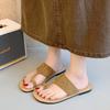 2025 Summer New Retro Toe Slippers Women's Wear Niche Flat-bottomed Soft-soled Beach Sandals