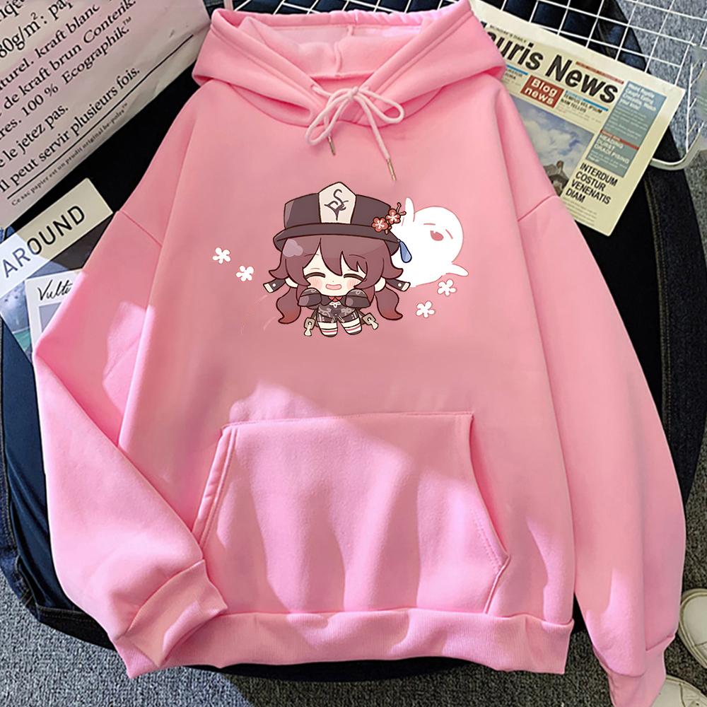 Худи Genshin Impact Ху Тао Пуловеры Девушки Свитшот Оверсайз Sudaderas Para Mujer Модное Худи Кавайный Принт Топы