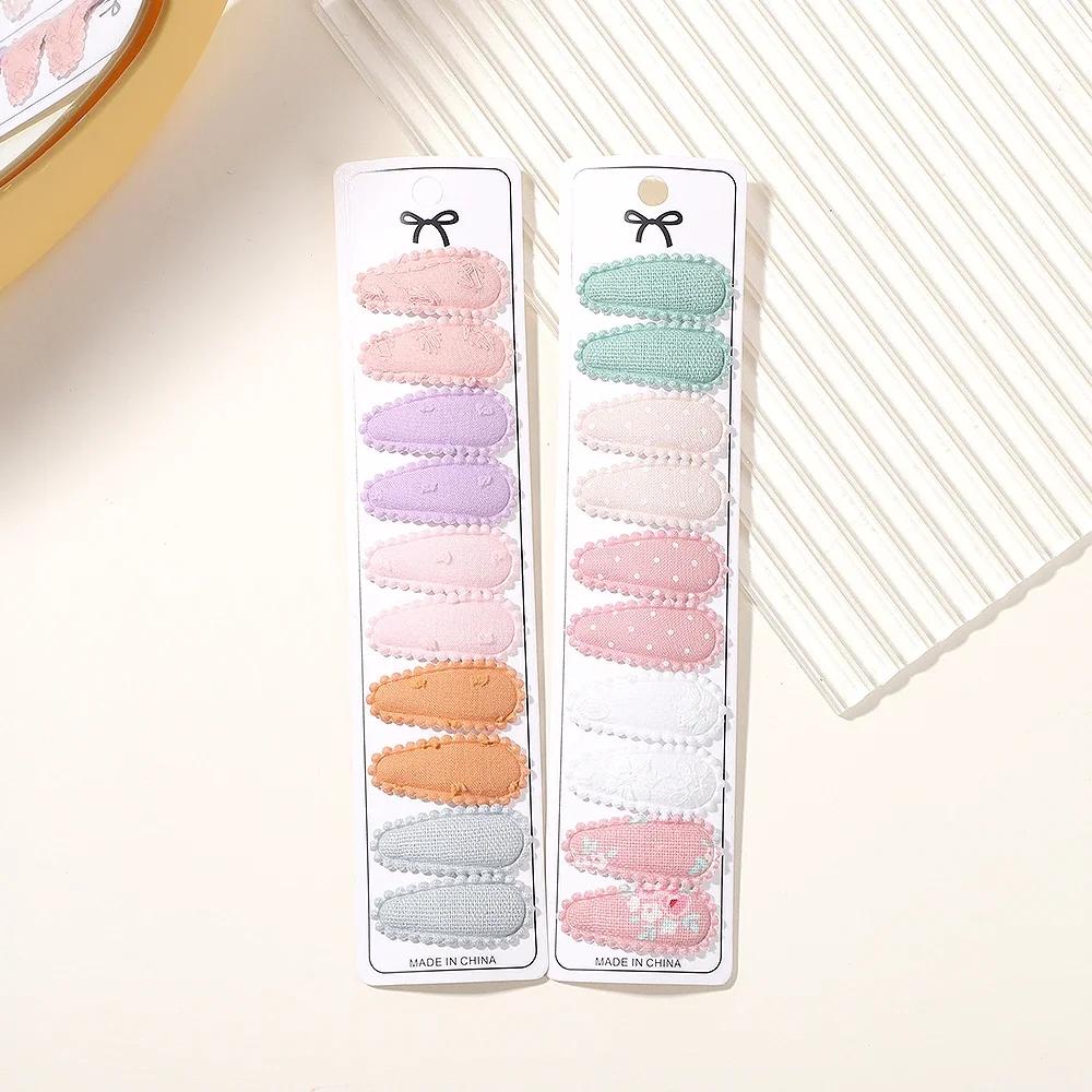 10/20Pcs Mini Print Cotton Alloy Hair Clips Hairpin for Girl Fabric Plaid BB Hairgripes Sweet Headwear Kids Hair Accessories