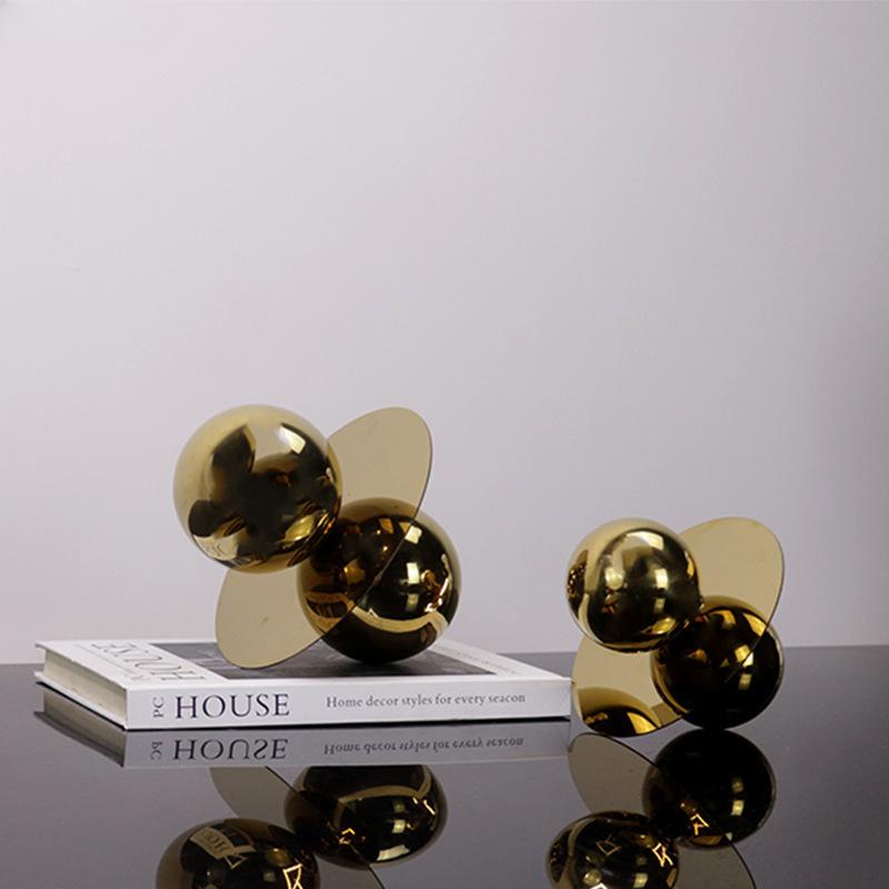 Золотой шар из нержавеющей стали, абстрактные поделки, украшение для стола, сферичность, геометрические произведения искусства, украшения, эстетика комнаты, декор