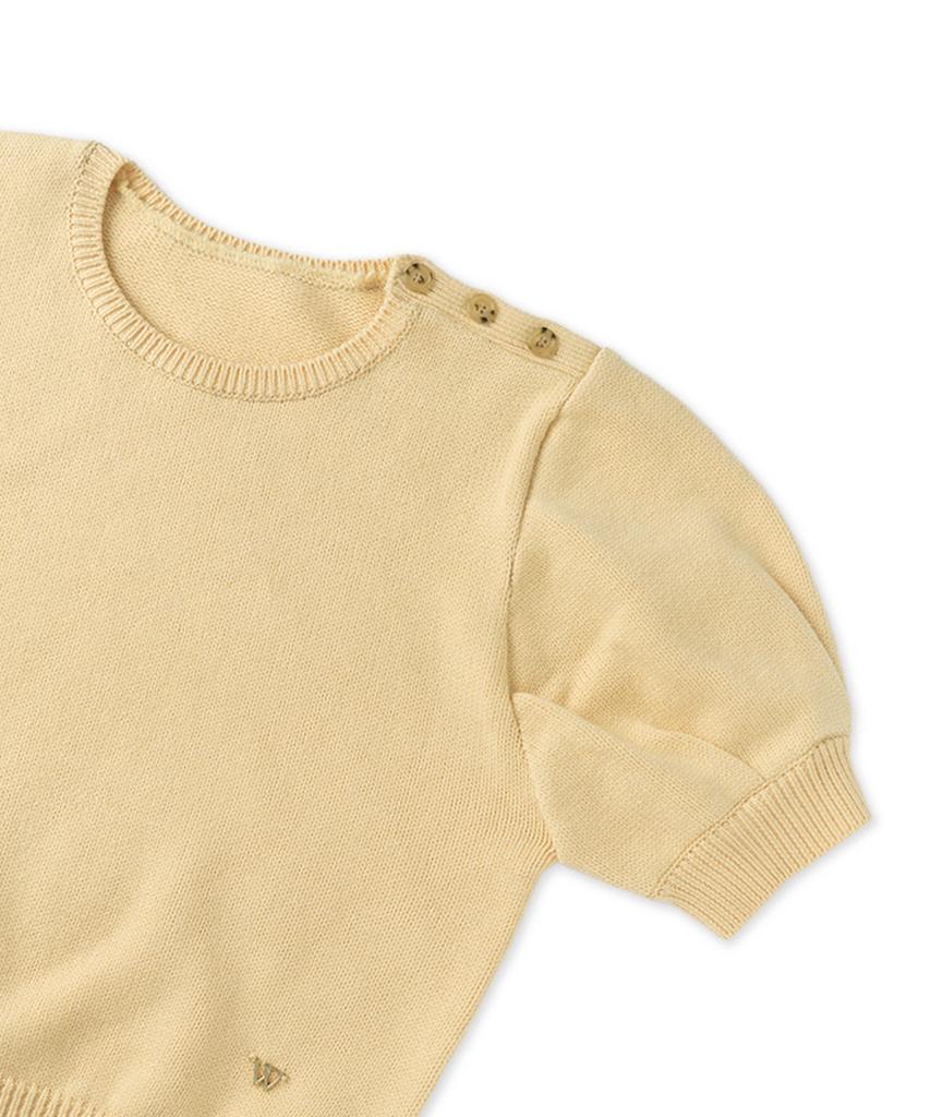 WITHOUT SUMMER Slim Button Half Knit_Butter