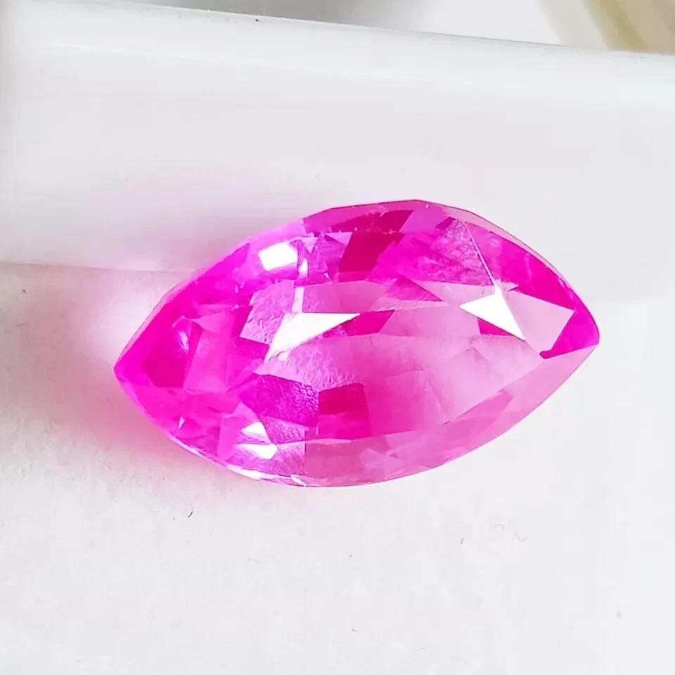 Natural Pink Sapphire 12+ Ct Marquise Cut Certified Fabulous Loose Gemstone