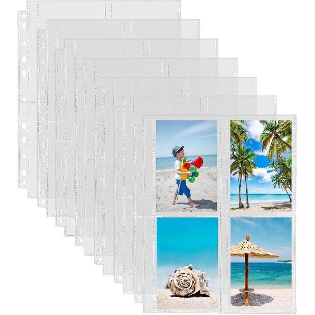 Sooez 30 шт. Прочные кармашки для фотографий для 3-кольцевого альбома (240 картинок), Пластиковые страницы для альбома 3,5x5, Прозрачные архивные кармашки, Страницы для папки