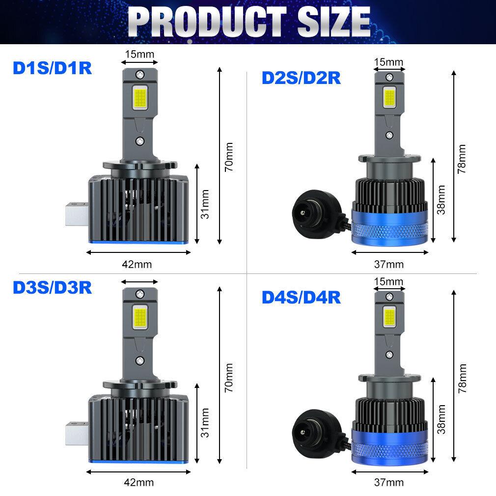 2Pcs 50000Lm D3S LED Headlight Bulbs D1S D2S D4S D8S D1R D2R D3R D4R D8R Turbo LED CSP Lights For BMW Benz Volvo Lamp Canbus 100W Headlamp